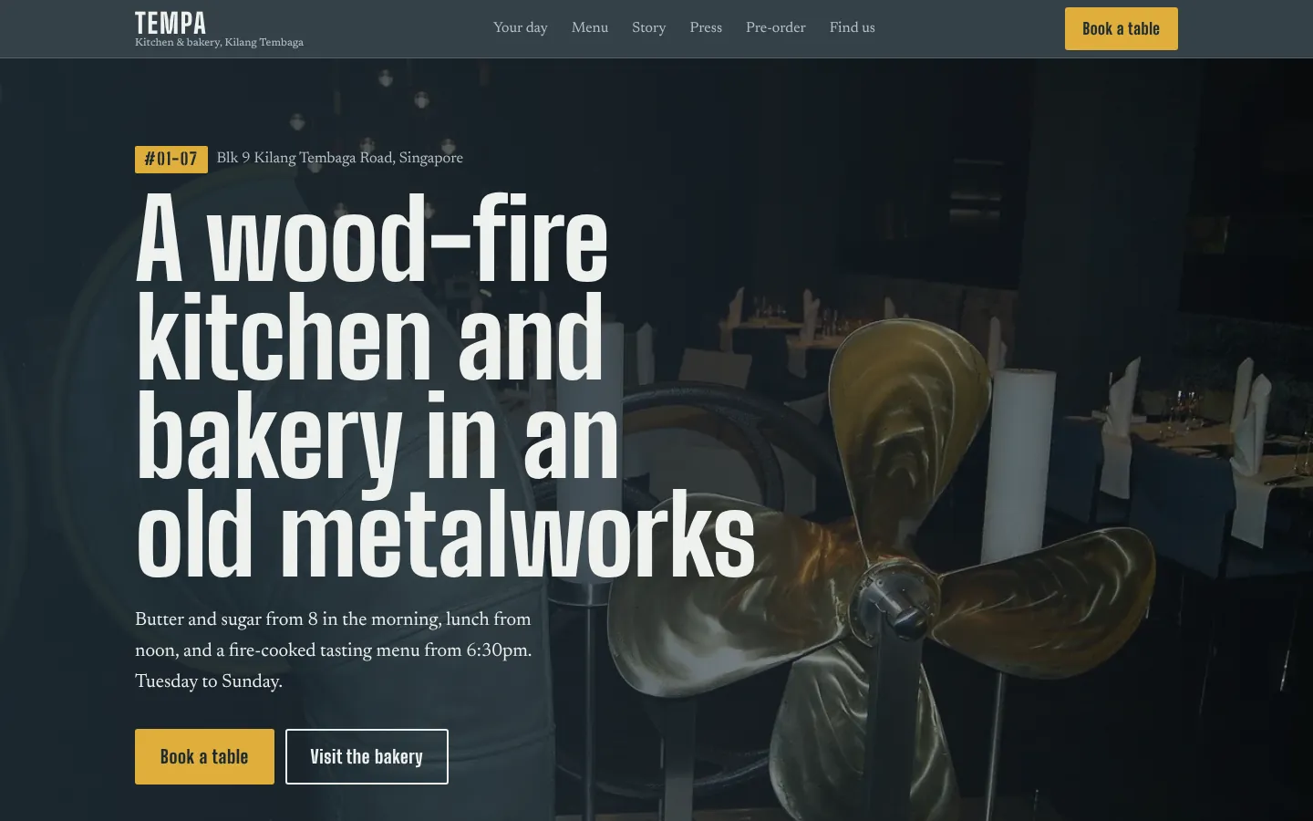 The Forge style shown on Tempa, a kitchen and bakery in an old metalworks
