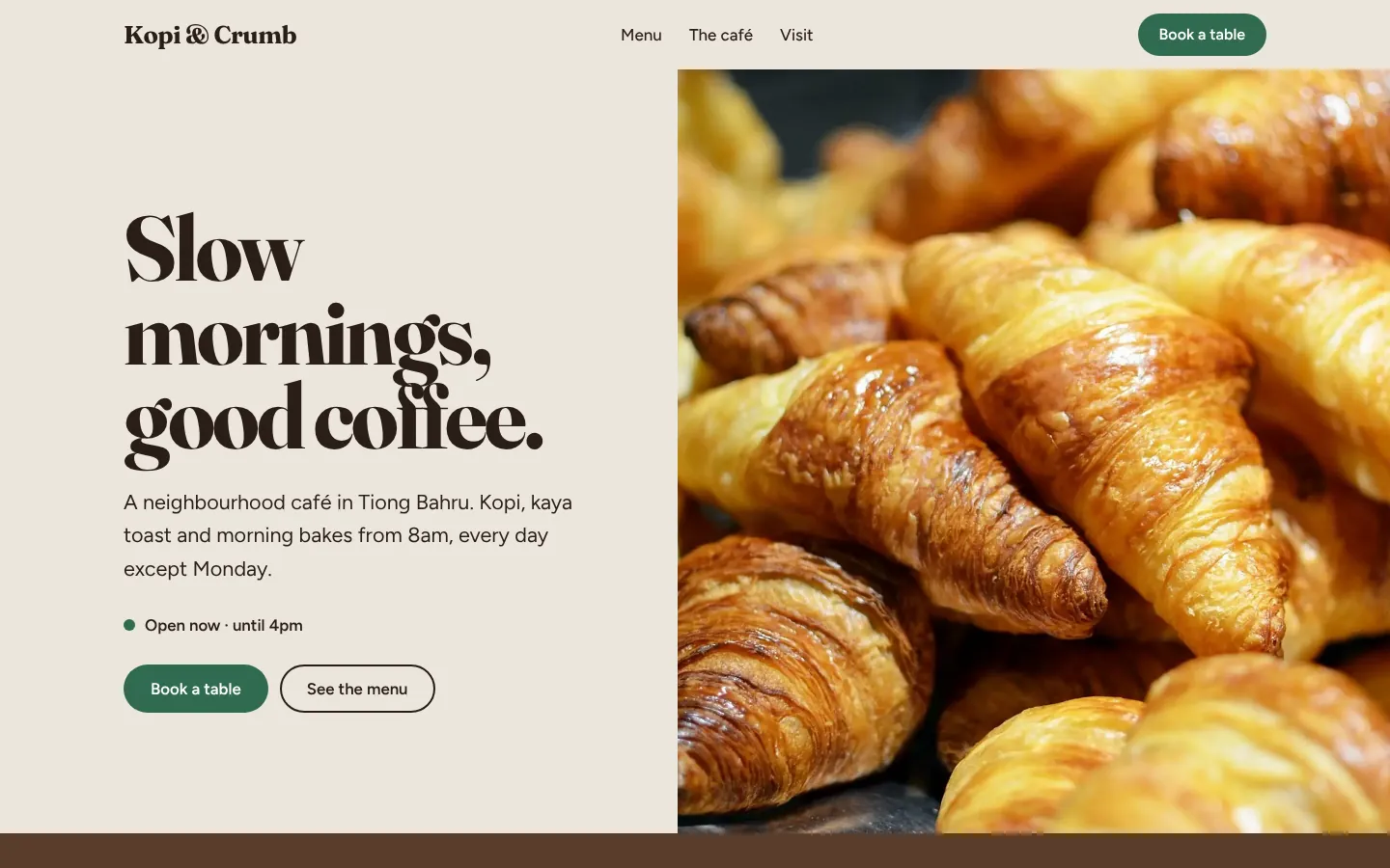 The Morning Light style shown on Kopi & Crumb, a neighbourhood café